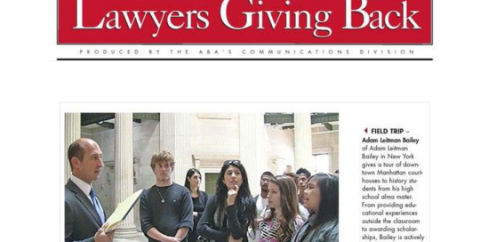 Adam-Leitman-Bailey-mentioned-in-Lawyers-Giving-Back-for-giving-high-school-students-tour-of-downtown-Manhattan