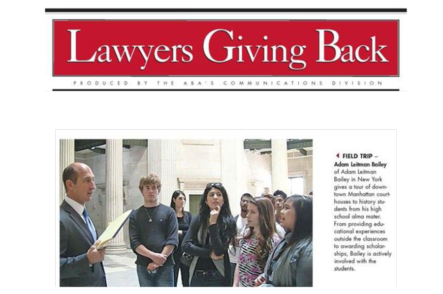 Adam-Leitman-Bailey-mentioned-in-Lawyers-Giving-Back-for-giving-high-school-students-tour-of-downtown-Manhattan