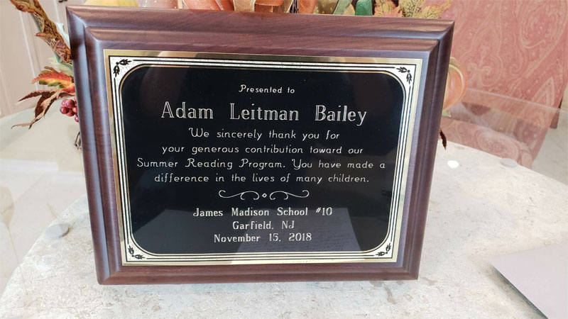 James Madison School in Garfield, NJ Presents Adam Leitman Bailey With a Thank You Plaque